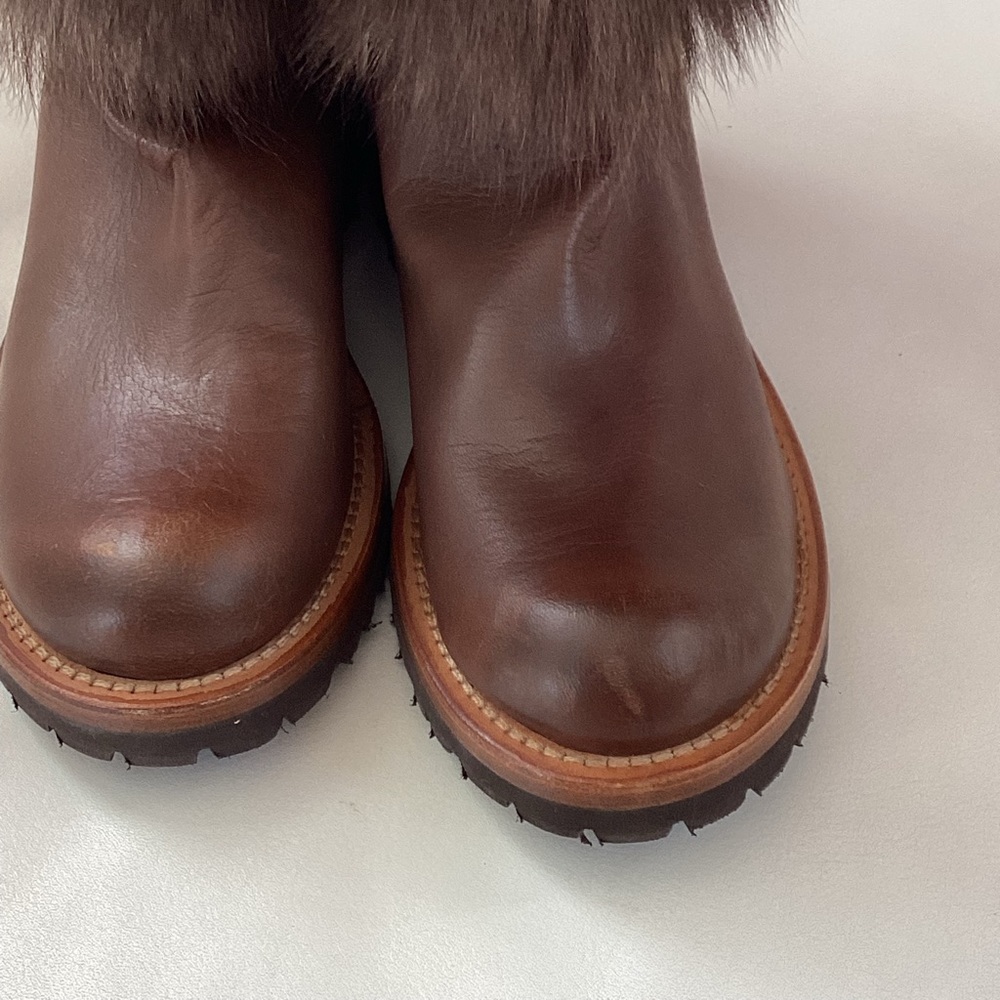 NEW Brunello Cucinelli Brown Leather Fur Boots 6 - Picture 12 of 14